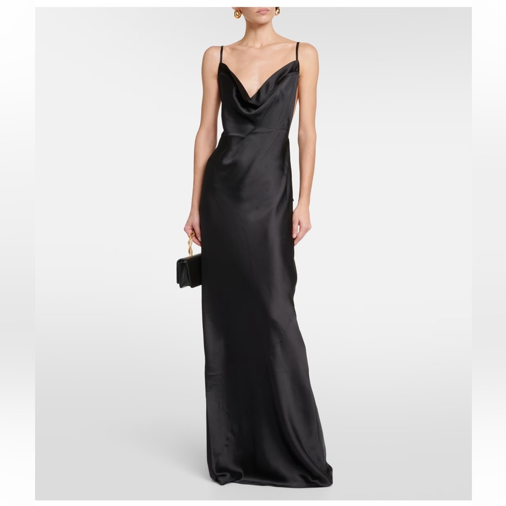 Norma Kamali Black Satin Maxi Dress